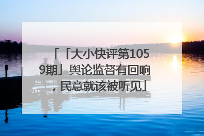 「大小快评第1059期」舆论监督有回响，民意就该被听见