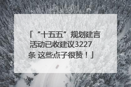 “十五五”规划建言活动已收建议3227条 这些点子很赞！