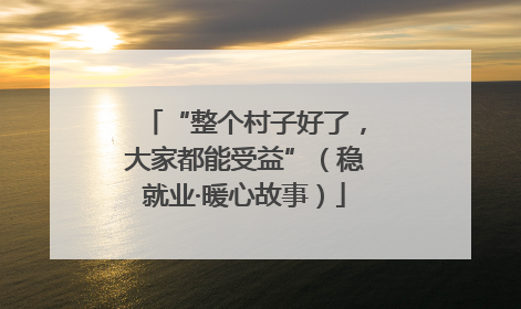 “整个村子好了，大家都能受益”（稳就业·暖心故事）
