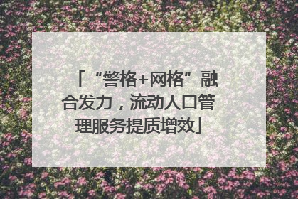 “警格+网格”融合发力，流动人口管理服务提质增效