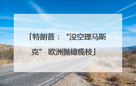 特朗普：“没空理马斯克” 欧洲抛橄榄枝