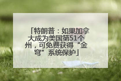 特朗普：如果加拿大成为美国第51个州，可免费获得“金穹”系统保护