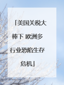 美国关税大棒下 欧洲多行业恐陷生存危机