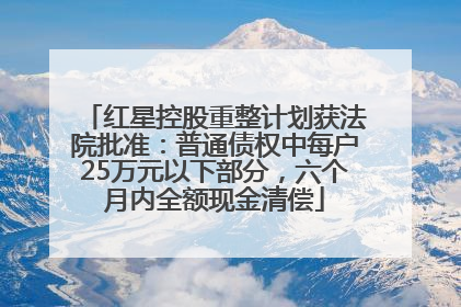 红星控股重整计划获法院批准：普通债权中每户25万元以下部分，六个月内全额现金清偿