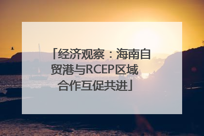 经济观察：海南自贸港与RCEP区域合作互促共进