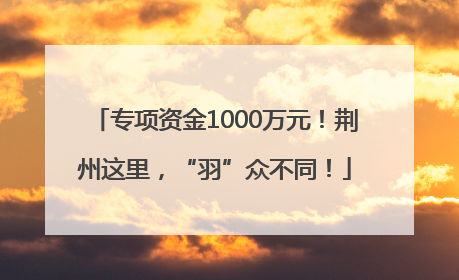 专项资金1000万元！荆州这里，“羽”众不同！