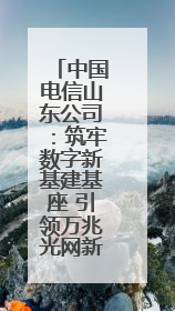 中国电信山东公司：筑牢数字新基建基座 引领万兆光网新时代