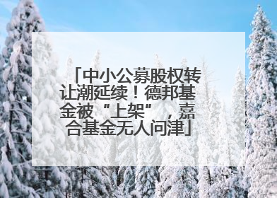 中小公募股权转让潮延续！德邦基金被“上架”，嘉合基金无人问津
