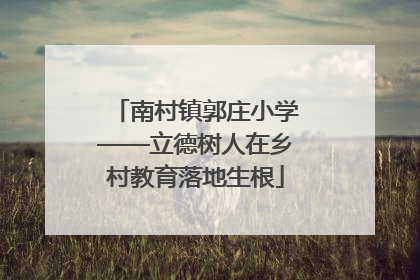 南村镇郭庄小学——立德树人在乡村教育落地生根