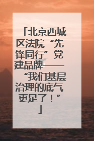 北京西城区法院“先锋同行”党建品牌——“我们基层治理的底气更足了！”