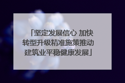 坚定发展信心 加快转型升级精准施策推动建筑业平稳健康发展