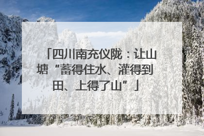 四川南充仪陇：让山塘“蓄得住水、灌得到田、上得了山”