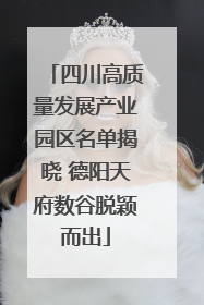 四川高质量发展产业园区名单揭晓 德阳天府数谷脱颖而出