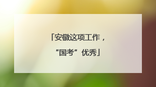 安徽这项工作，“国考”优秀