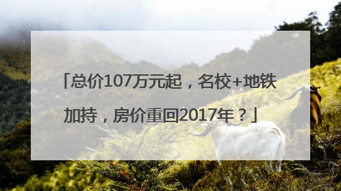 总价107万元起，名校+地铁加持，房价重回2017年？