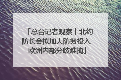 总台记者观察丨北约防长会拟加大防务投入 欧洲内部分歧难掩