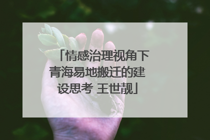 情感治理视角下青海易地搬迁的建设思考 王世靓