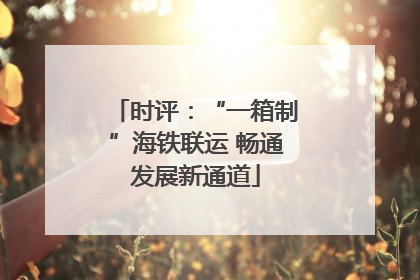 时评：“一箱制”海铁联运 畅通发展新通道