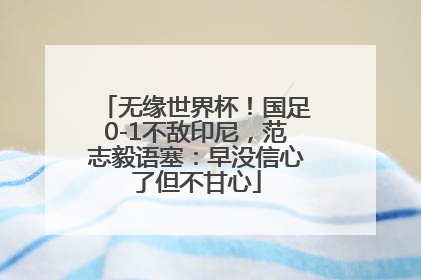 无缘世界杯！国足0-1不敌印尼，范志毅语塞：早没信心了但不甘心