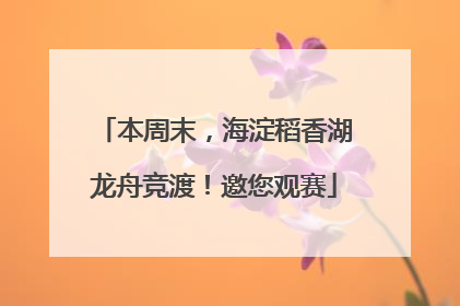 本周末，海淀稻香湖龙舟竞渡！邀您观赛