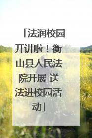 法润校园开讲啦！衡山县人民法院开展 送法进校园活动
