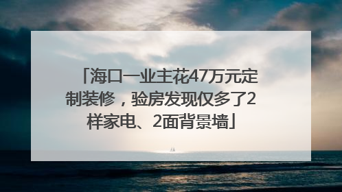 海口一业主花47万元定制装修，验房发现仅多了2样家电、2面背景墙