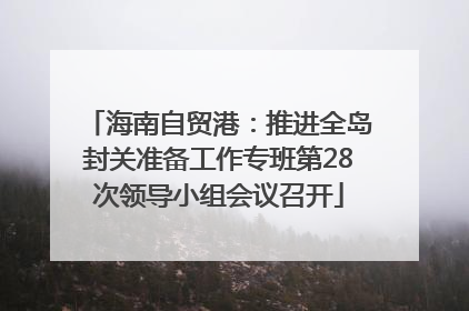 海南自贸港：推进全岛封关准备工作专班第28次领导小组会议召开