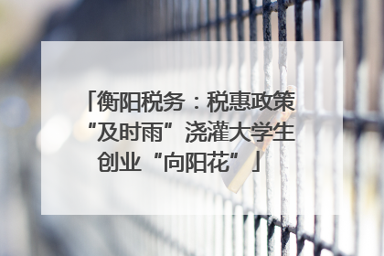 衡阳税务：税惠政策“及时雨”浇灌大学生创业“向阳花”
