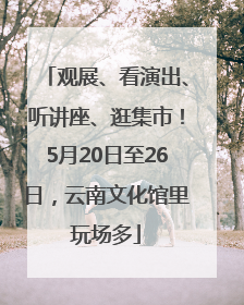 观展、看演出、听讲座、逛集市！5月20日至26日，云南文化馆里玩场多
