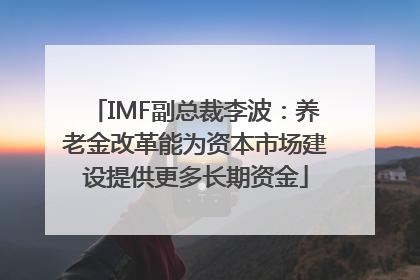 IMF副总裁李波：养老金改革能为资本市场建设提供更多长期资金
